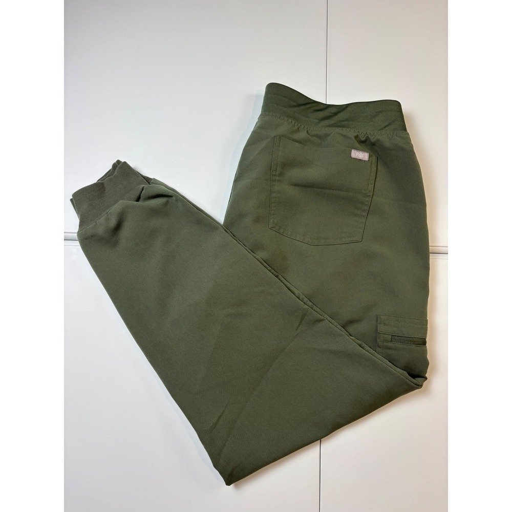 FIGS Zamora Jogger Scrub Pants Womens L Moss Green PO 3077 Cargo W18SW2005